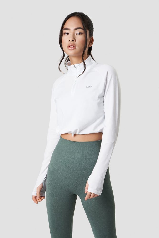 define cropped 1/4 zip adjustable white