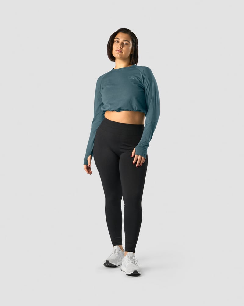 define cropped adjustable long sleeve jungle green