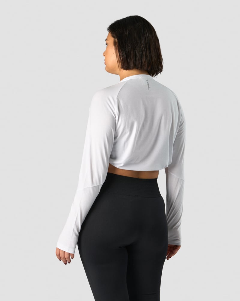 define cropped adjustable long sleeve white