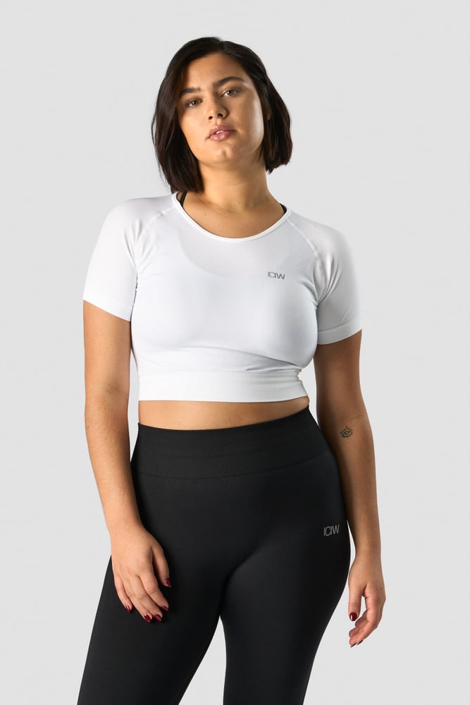 define seamless cropped t-shirt white wmn