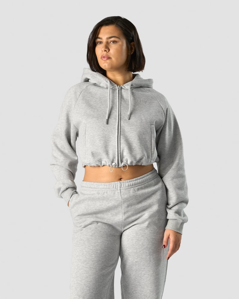 everyday cropped hoodie wmn light grey melange