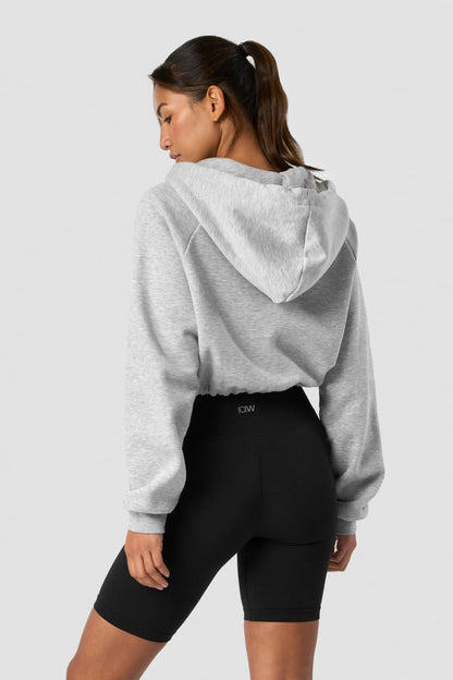 everyday cropped hoodie wmn light grey melange