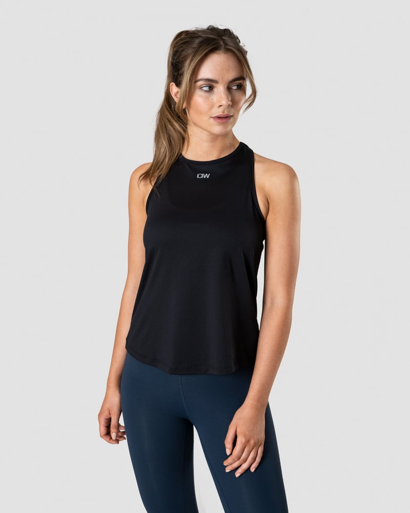 high neck tank top black