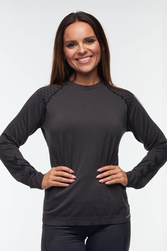 Classic Bee Seamless T-Shirt L/S - Black Melange - for kvinde - HUMMEL - Trøjer