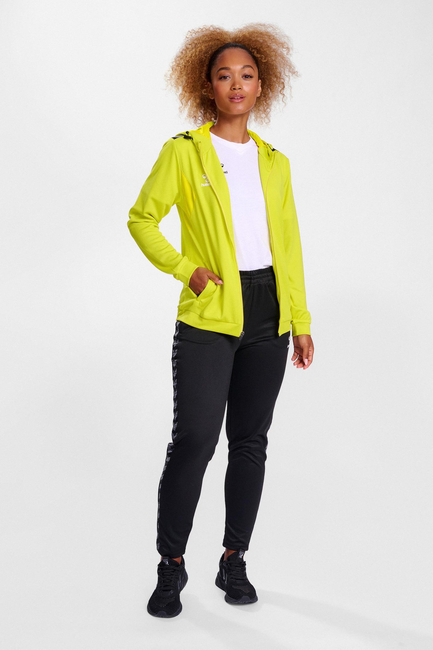 HUMMEL - Hmlauthentic Pl Zip Hoodie Woman - Blazing Yellow