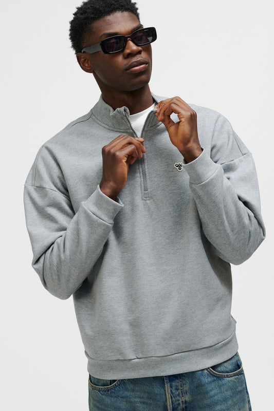 HUMMEL - Hmlloose Half Zip  Bee - Grey Melange