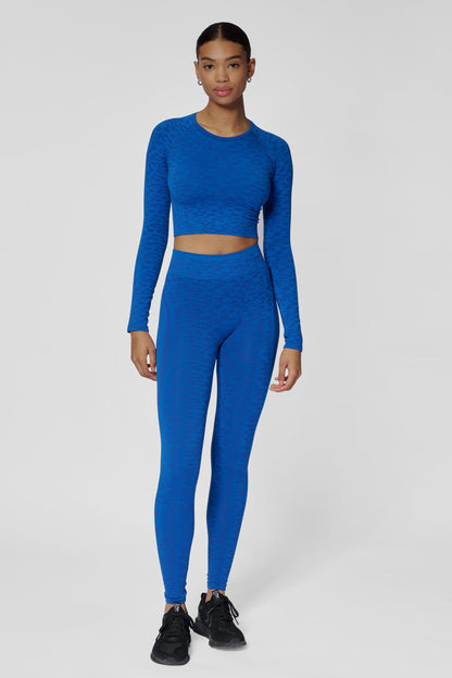 HUMMEL - Hmlmt Leo Seamless Crop T-shirt L/s - Olympian Blue/sodalite Blue Me