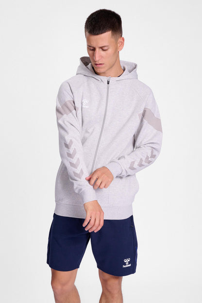 HUMMEL - Hmltravel Zip Hoodie - Light Grey Melange