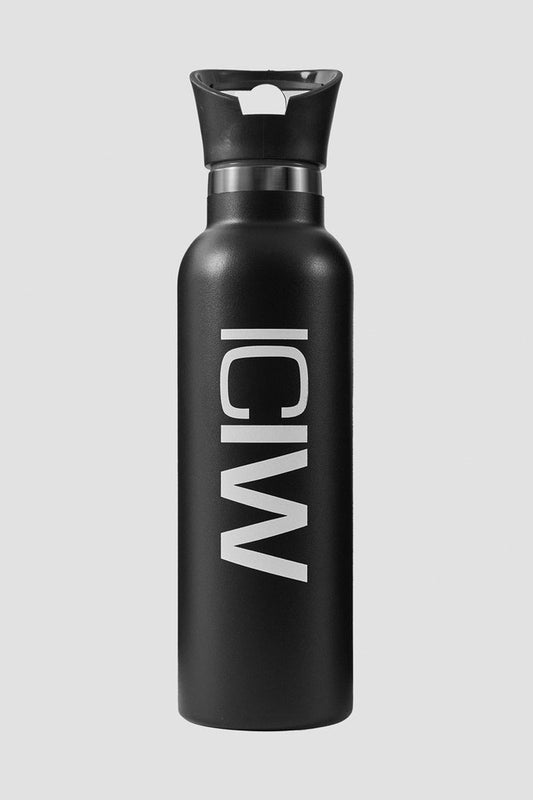 stainless steel water bottle black w.  logo 600ml - White - for kvinde - ICANIWILL - Tilbehør