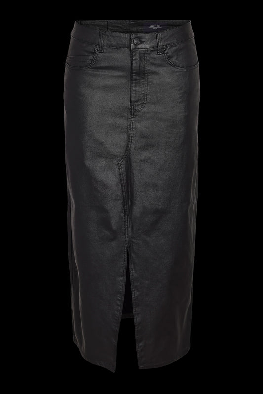 NOISY MAY - Kath Nw Slit Long Skirt Coated Bl - Black