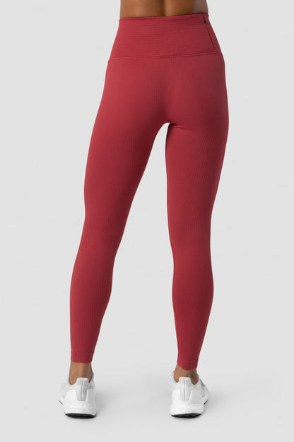 ribbed define seamless pocket tights autumn red