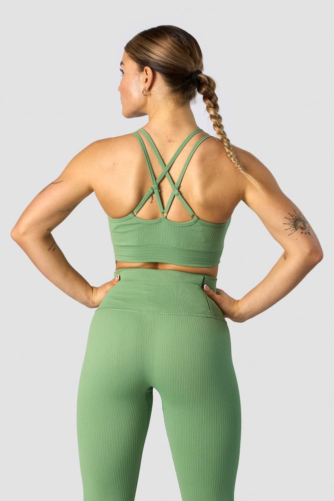 ribbed define seamless strappy bra light green